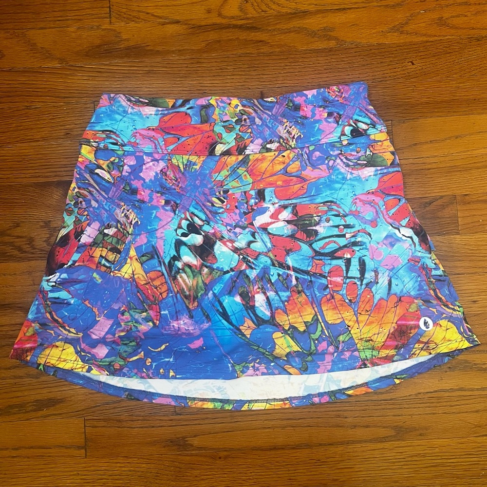 Dona Jo Skort Size 2 Large Blue Multi Athletic Tennis Pickleball
